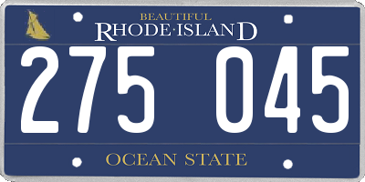 RI license plate 275045
