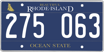 RI license plate 275063