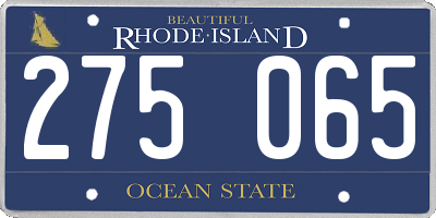 RI license plate 275065