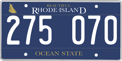 RI license plate 275070