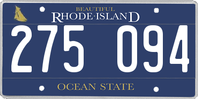 RI license plate 275094