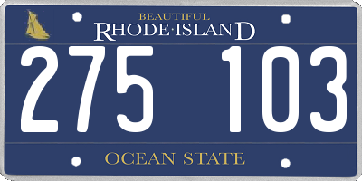 RI license plate 275103