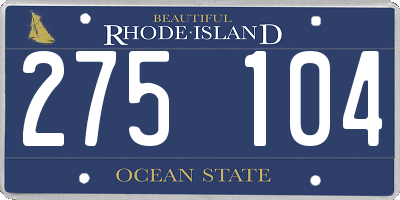 RI license plate 275104