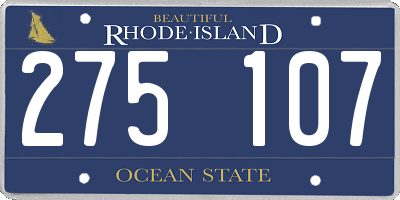 RI license plate 275107