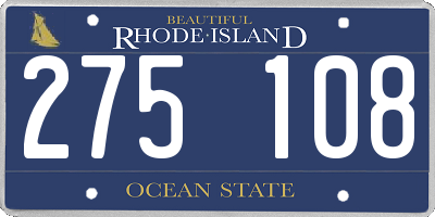 RI license plate 275108