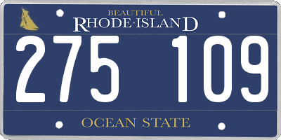 RI license plate 275109