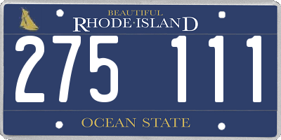RI license plate 275111