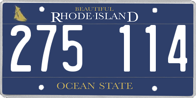 RI license plate 275114