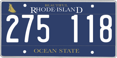 RI license plate 275118
