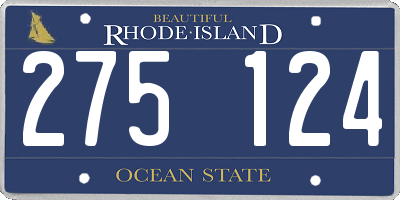 RI license plate 275124