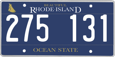 RI license plate 275131