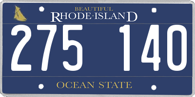 RI license plate 275140