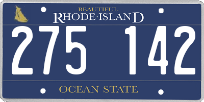 RI license plate 275142