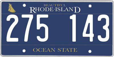 RI license plate 275143