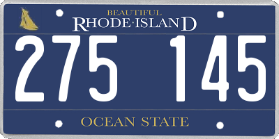RI license plate 275145
