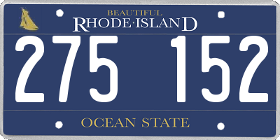 RI license plate 275152