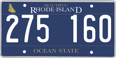 RI license plate 275160