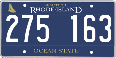 RI license plate 275163