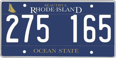 RI license plate 275165