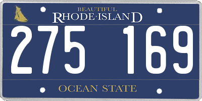 RI license plate 275169