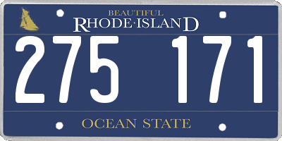RI license plate 275171