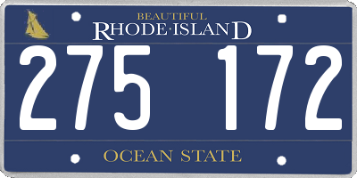 RI license plate 275172
