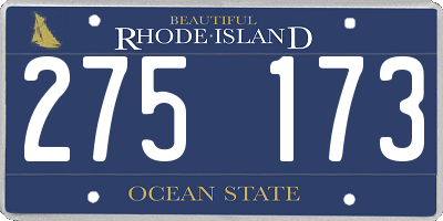 RI license plate 275173