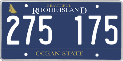 RI license plate 275175