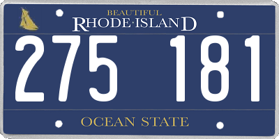 RI license plate 275181