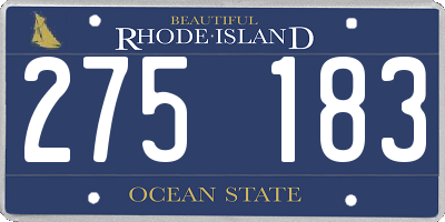 RI license plate 275183