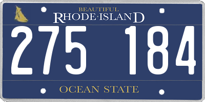 RI license plate 275184