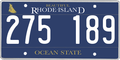 RI license plate 275189