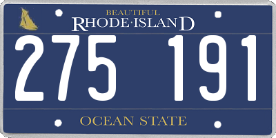 RI license plate 275191