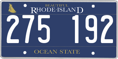 RI license plate 275192
