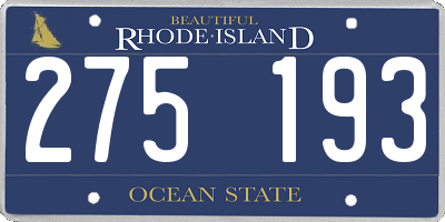 RI license plate 275193