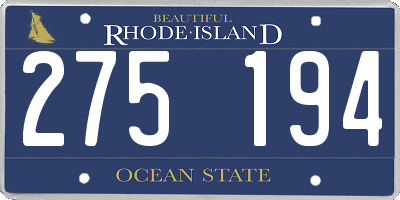 RI license plate 275194