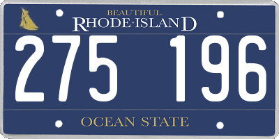RI license plate 275196