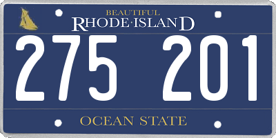 RI license plate 275201