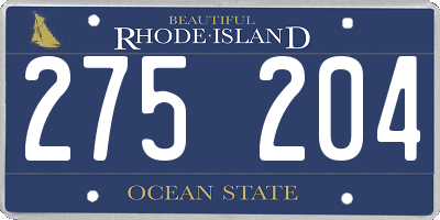 RI license plate 275204