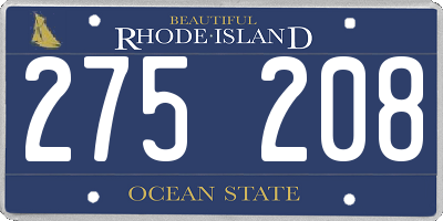 RI license plate 275208