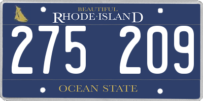 RI license plate 275209