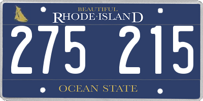 RI license plate 275215
