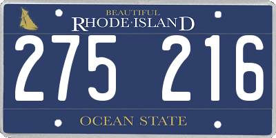 RI license plate 275216