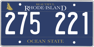 RI license plate 275221