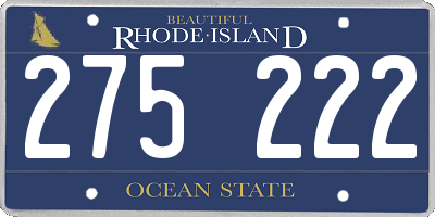 RI license plate 275222