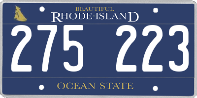 RI license plate 275223