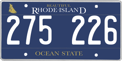 RI license plate 275226