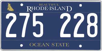 RI license plate 275228