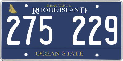RI license plate 275229