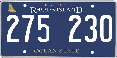 RI license plate 275230